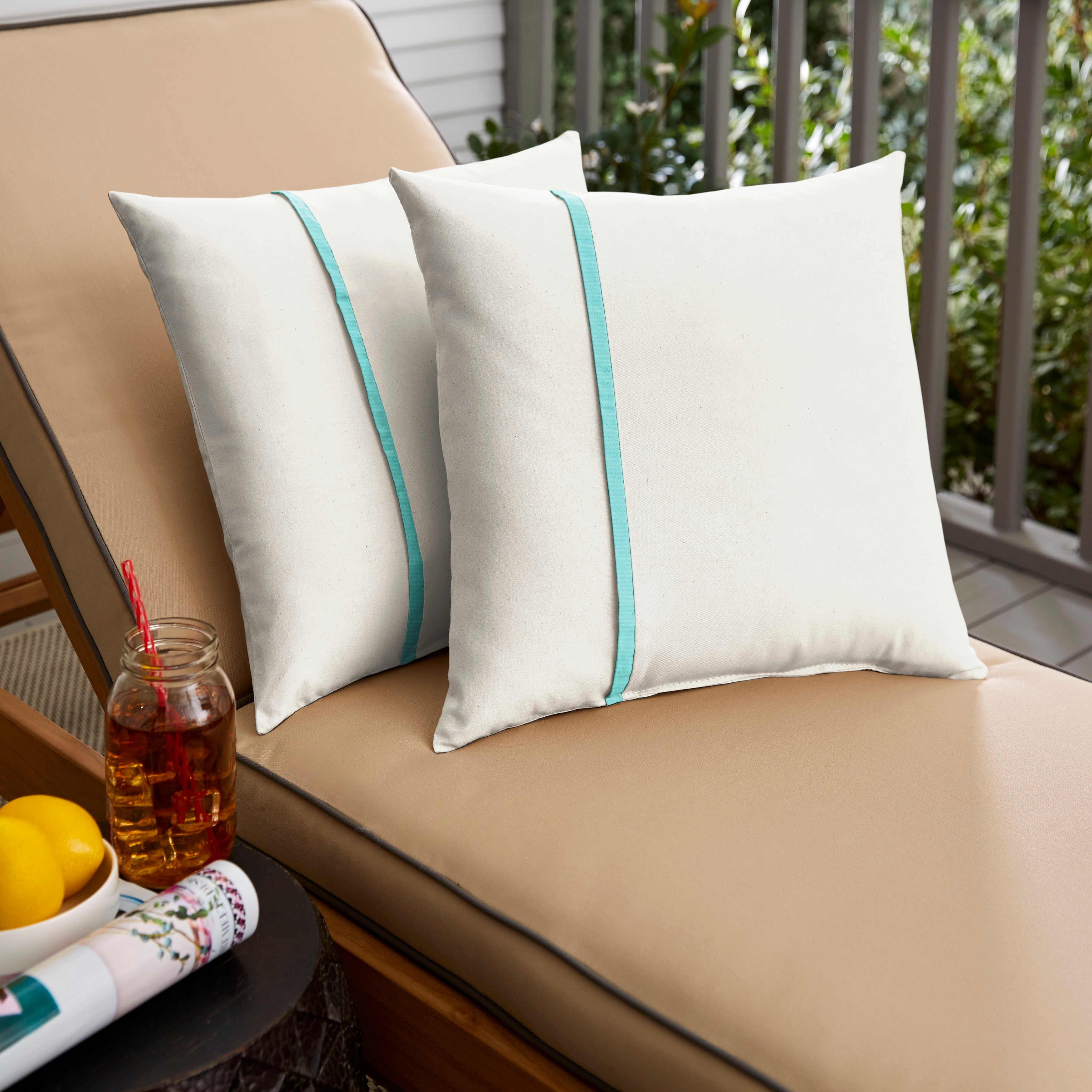 Sorra Home Sunbrella Outdoor Single Petite Flange Pillow Set of 2