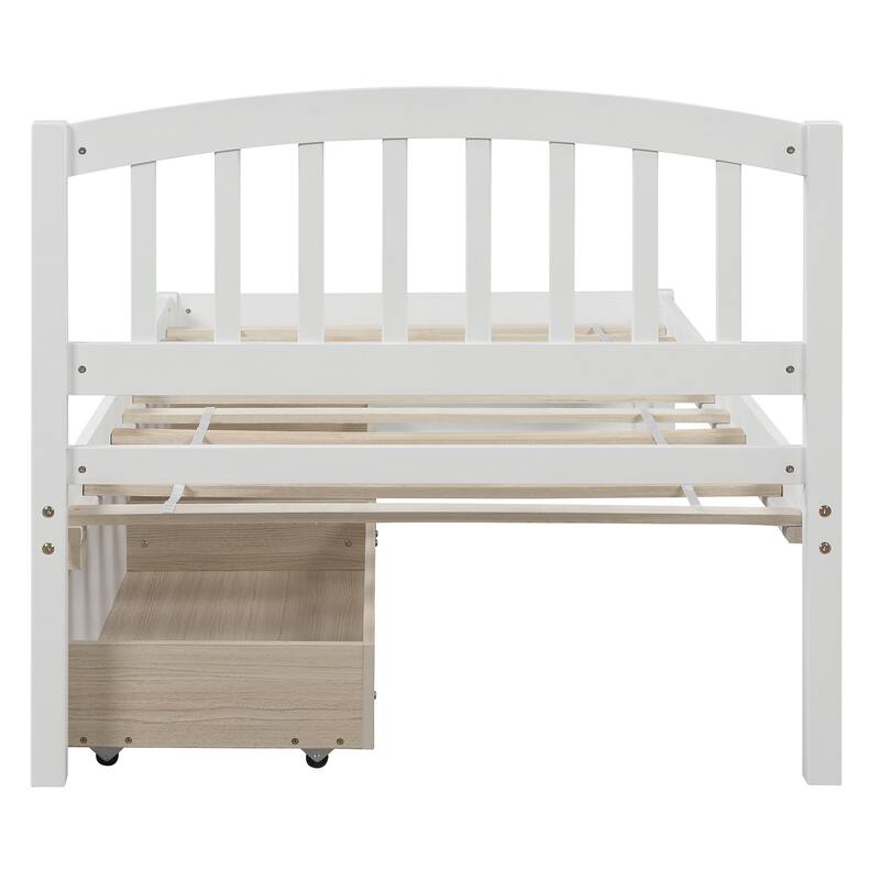 Twin Platform Storage Bed Wood Bed Frame with Two Drawers