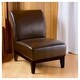preview thumbnail 2 of 8, Roomfitters Modern Armless Lounge Chair with Faux Leather Upholstery, Brown