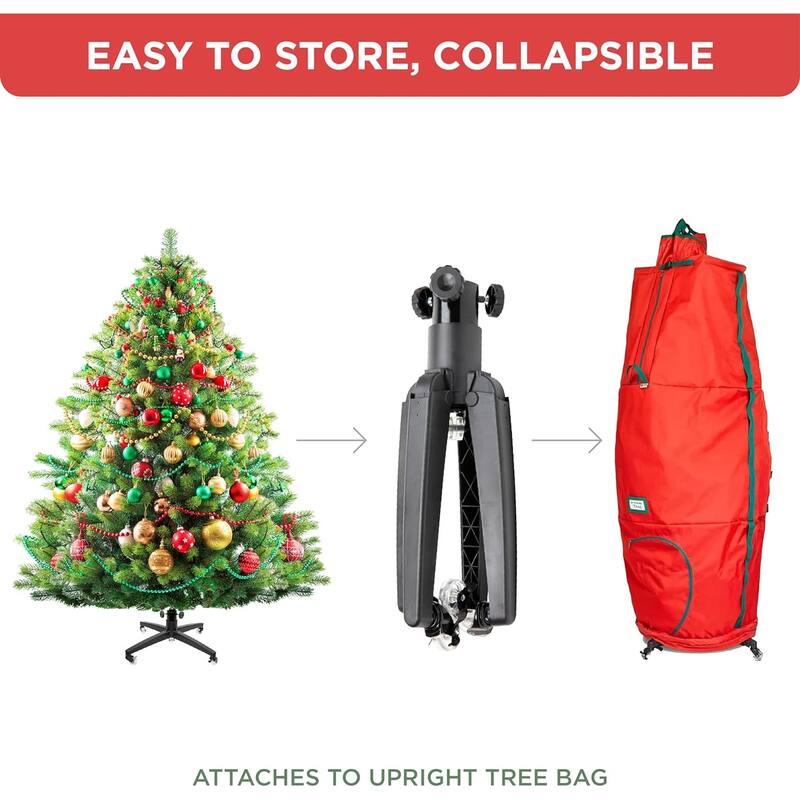 Rolling Christmas Tree Stand for up to 9 Foot Artificial Trees - Heavy-Duty Artificial Xmas Tree Stand Base - Black