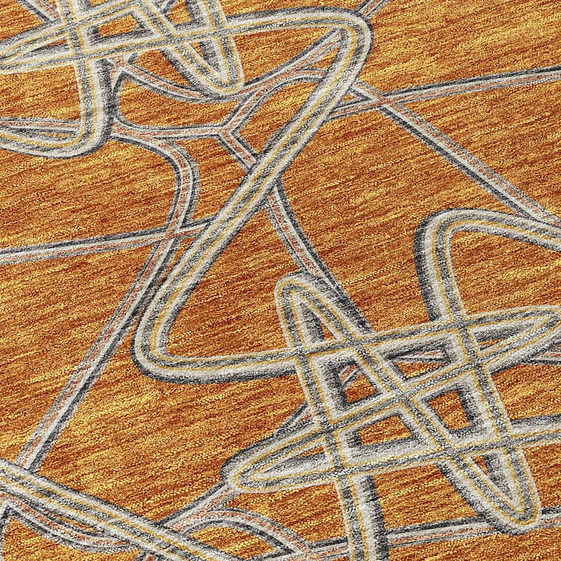 Machine Washable Indoor/ Outdoor Contemporary Links Chantille Rug