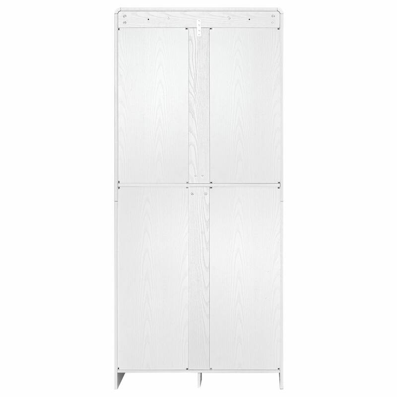 72" Tall Farmhouse Kitchen Pantry Cabinet, 8 Door Shelves, Curved Design Storage Cabinet with 3 Adjustable Shelves