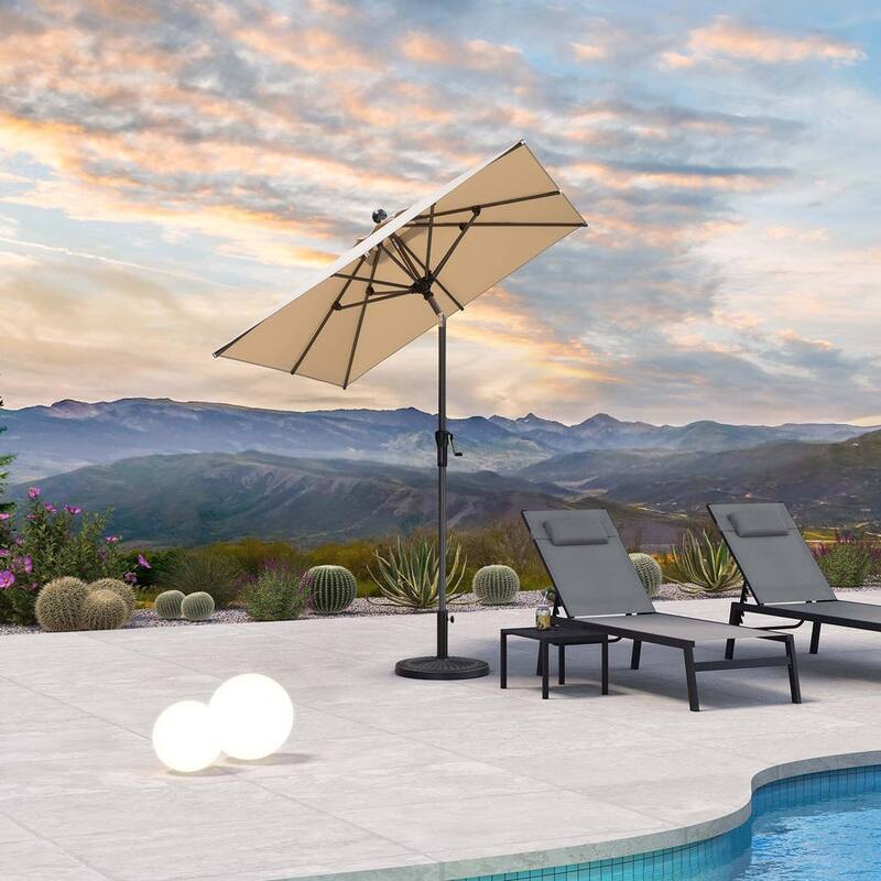 PURPLE LEAF Heavy-duty Crank and Tilt Table Umbrella Outdoor Patio Market Umbrella