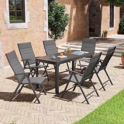 VredHom 5/7-piece Patio Dining Set with Extendable Table and Folding Dining Chairs