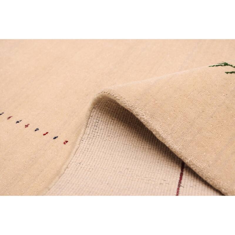 ECARPETGALLERY Hand Loomed Kashkuli Gabbeh Ivory Wool Rug - 5'1 x 7'0