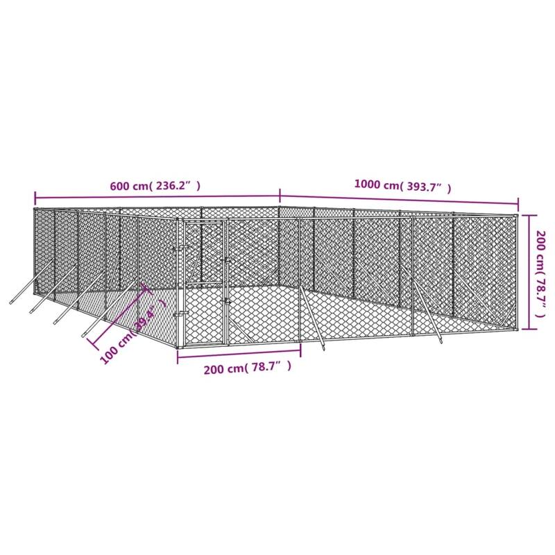 vidaXL Outdoor Dog Kennel Silver Multi-Size Galvanized Steel