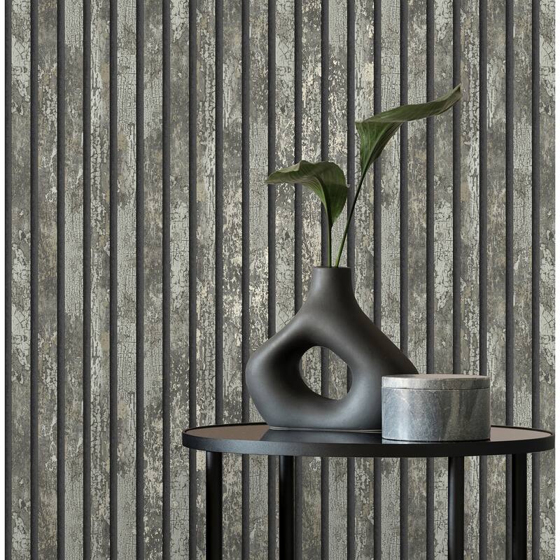 Fine Decor Oxidize Grey Vertical Slats Wallpaper