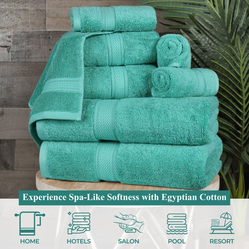 Superior Luxury Egyptian Cotton Bath Towel Set of 4 Ultra Plush, Heavyweight, Absorbent Spa & Hotel Quality Bath Towels Set