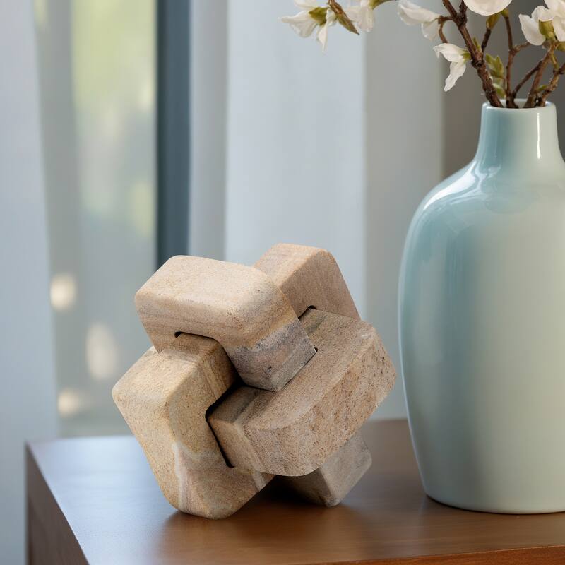 Sagebrook Home Neutral Modern Marble, 5" Knot, Natural - 5" x 5" x 5"
