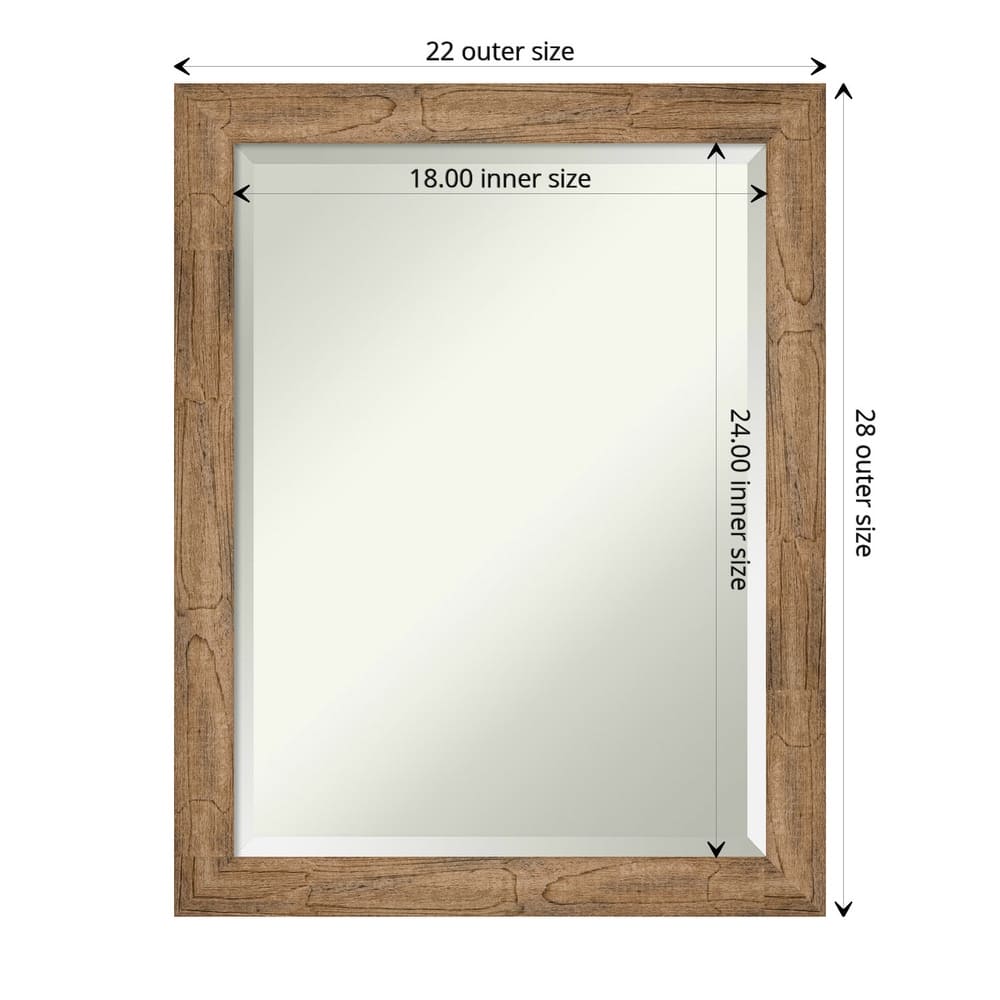 Beveled Wood Wall Mirror - Owl Brown Narrow Frame