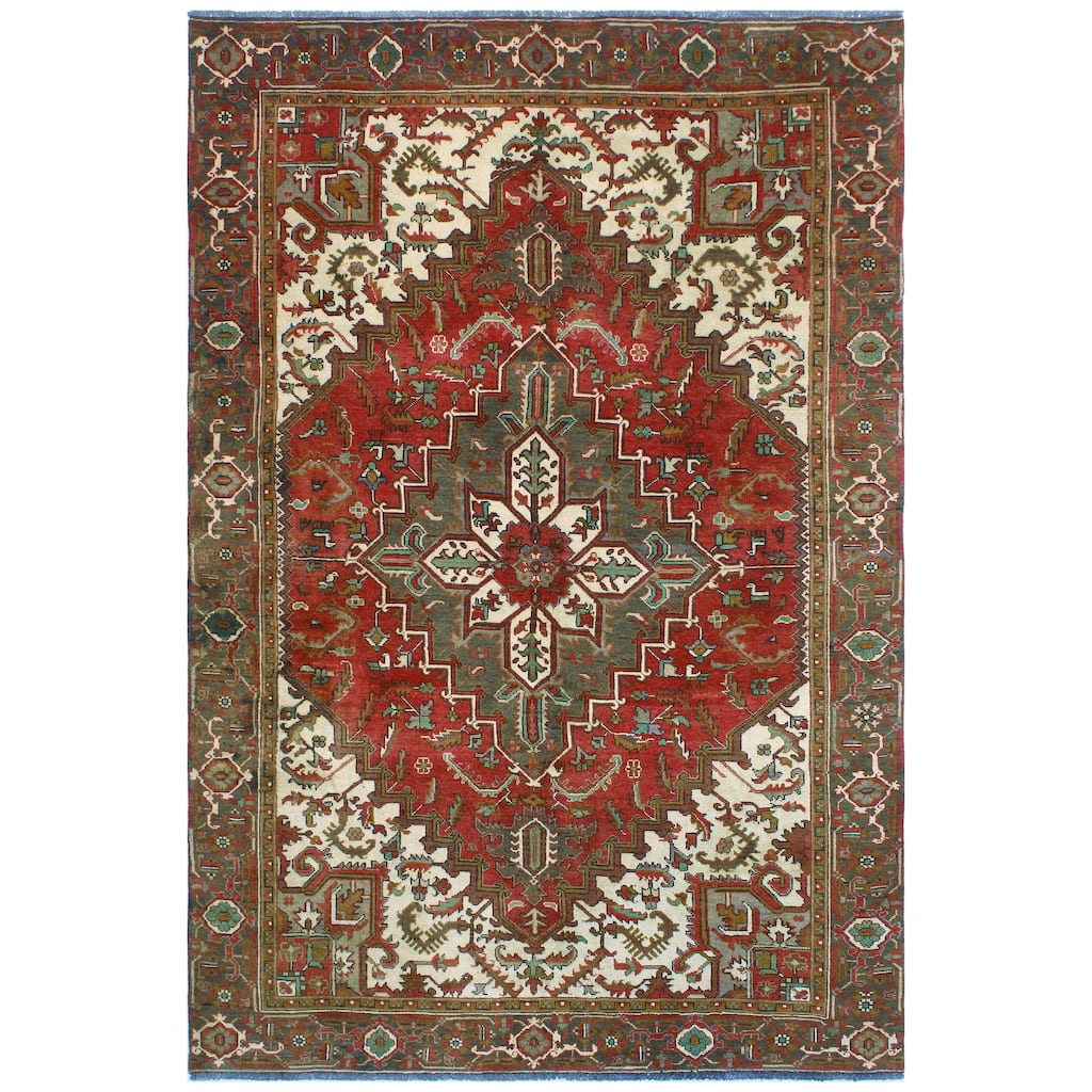 Fine Vintage Heriz Qahhar Red/Ivory Rug - 6'4" x 9'4"