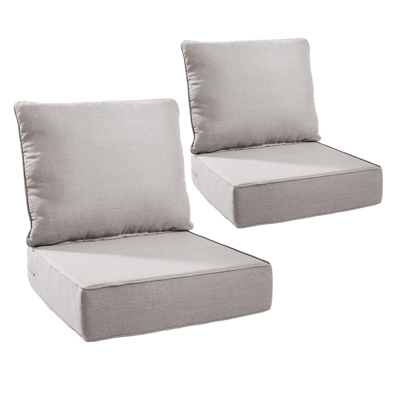 Gymojoy 24"x24"x6" Thick Cushions & Pillows Set - Deep Seat Indoor/Outdoor Water & Fade Resistant - Beige - Two Sets
