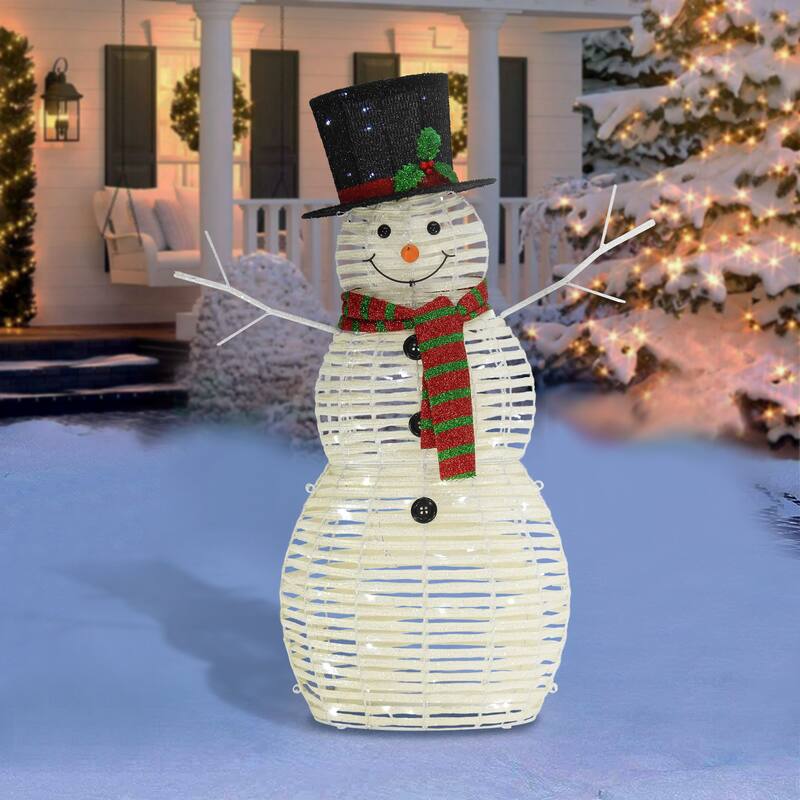 Puleo International 48" Outdoor Pre-Lit Snowman with LED Lights