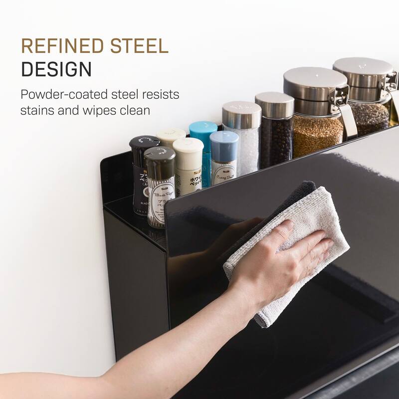 Yamazaki Home Sliding Drawer Seasoning Rack, Steel - L 36.61 x W 4.92 x H 14.45 inches