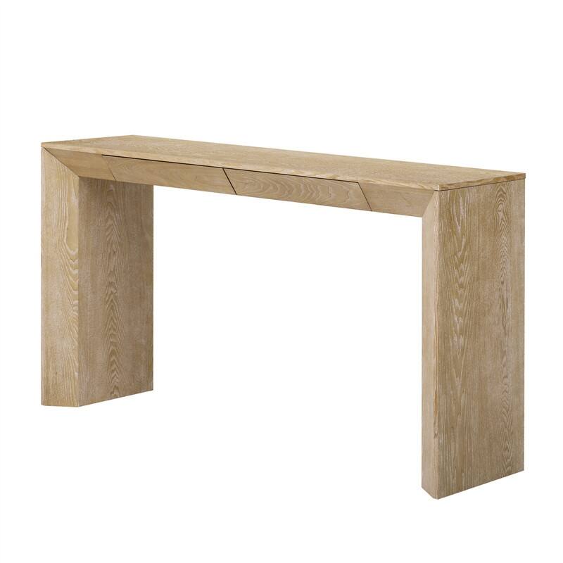 Farmhouse Console Table with 2 Concealed Drawers, Waterfall Edge Design Entryway Table Sofa Table with Thickened Legs