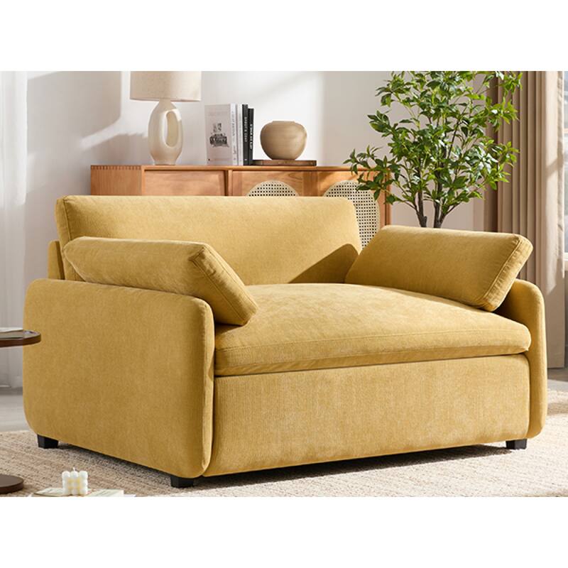 Roomfitters 50" Oversized Chenille Accent Chair, Wide Deep Seat Single Sofa, Modern Upholstered Lounge Chair with Pillows