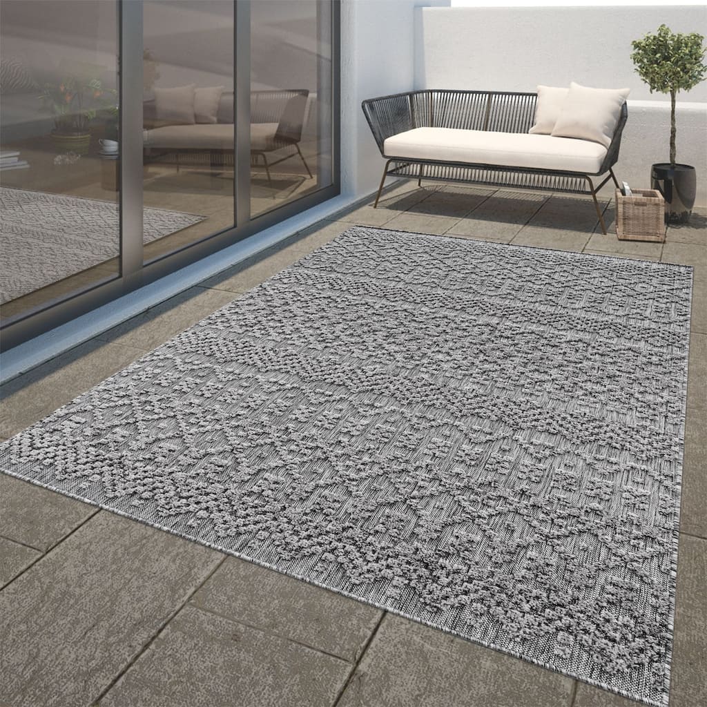 In- & Outdoor Rug Marrakesh Trellis Pattern with High/Low Effect