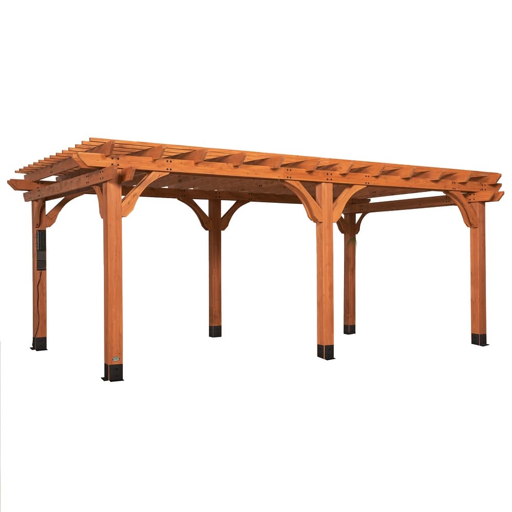 Backyard Discovery Beaumont 20'x12' Cedar Wood Pergola w/ Trellis Roof