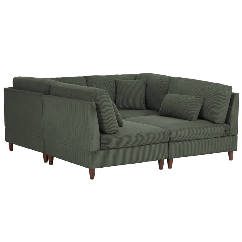 4-Piece Oversized Reversible Upholstered Sectional Modular Sofa