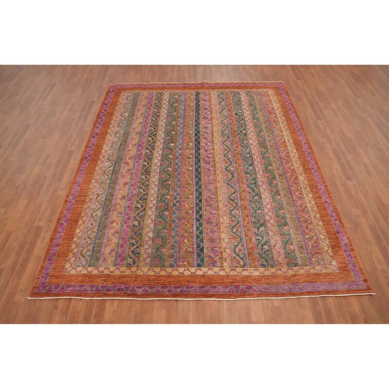 Hand Knotted Oriental 100% Wool Carpet Traditional Geometric Multi-Colored Ziegler Area Rug - 10' 0'' X 8' 1''