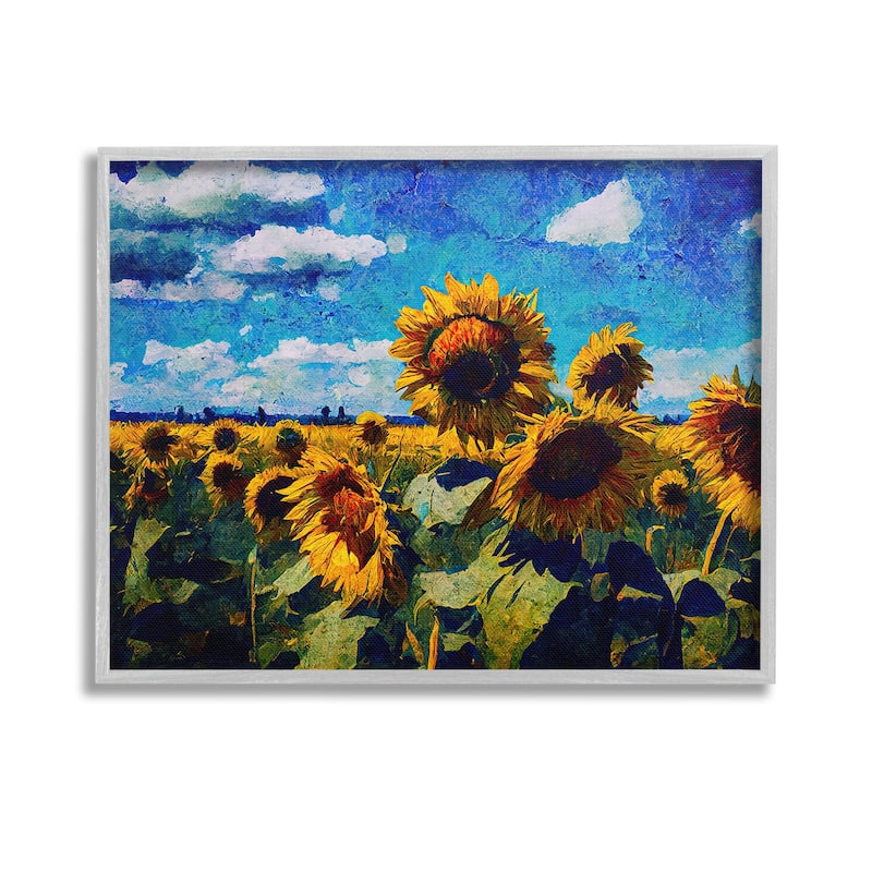 Stupell Sunflower Field & Clouds Framed Giclee Art Design By Gina Kelly