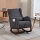 preview thumbnail 52 of 59, High back Upholstered Accent Rocking Chair Nursery Chair With Retractable Footrest Charcoal