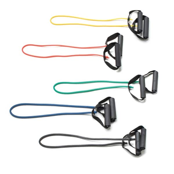 CanDo Exercise Tubing with Cuff Exerciser - 5-piece set (1 each: yellow, red, green, blue, black) CanDo Exercise Tubing with Cuff Exerciser - 5-piece set (1 each: yellow, red, green, blue, black)