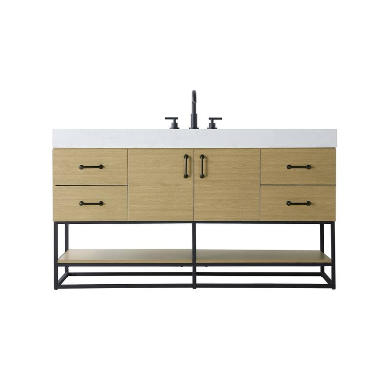 Elegant Lighting VF29260 Caroline 60" Free Standing Single Basin - Honey Brown