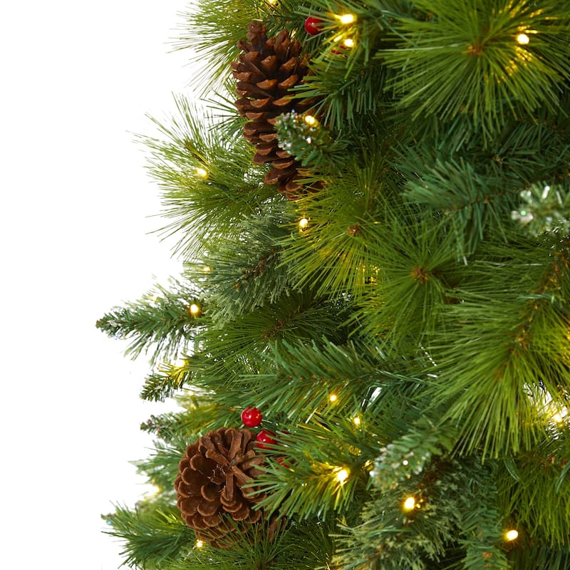 7' Pre-Lit Montana Mixed Pine Artificial Christmas Tree, Clear LED Lights - 7 Foot