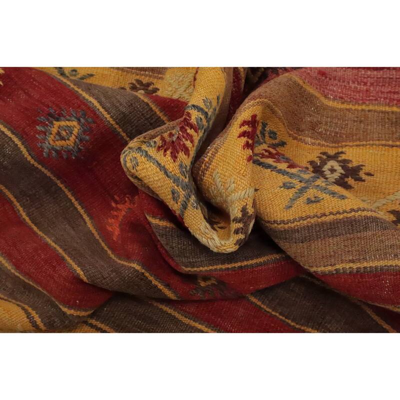Hand Woven Oriental 100% Wool Carpet Southwestern Tribal Multi-Colored Kilim Area Rug - 10' 3'' X 5' 0''