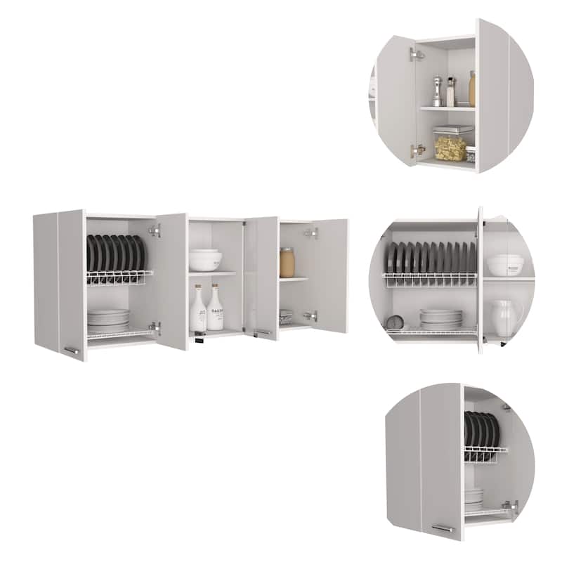 Shelton 59-inch Two Center Glass Doors Wall Cabinet