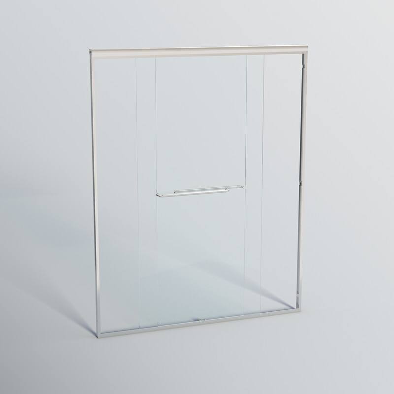 ABRUZZO 44-48" W x 72" H Semi-Frameless Double Sliding Tempered Glass Shower Door with Dual Towel Bars