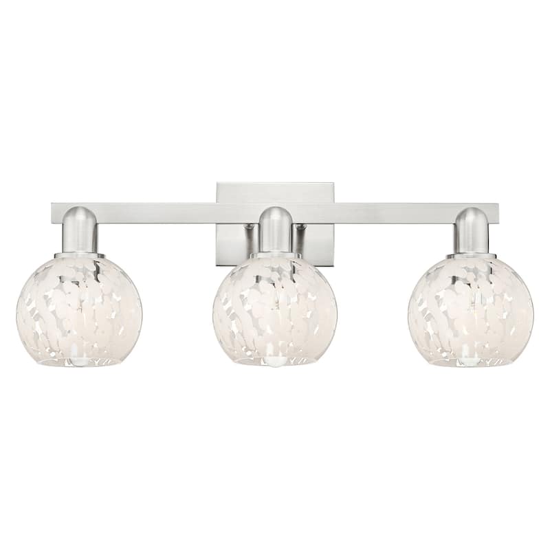 Innovations Lighting 716-3W-10-25 White Mouchette Vanity White - Brushed Satin Nickel / White Mouchette