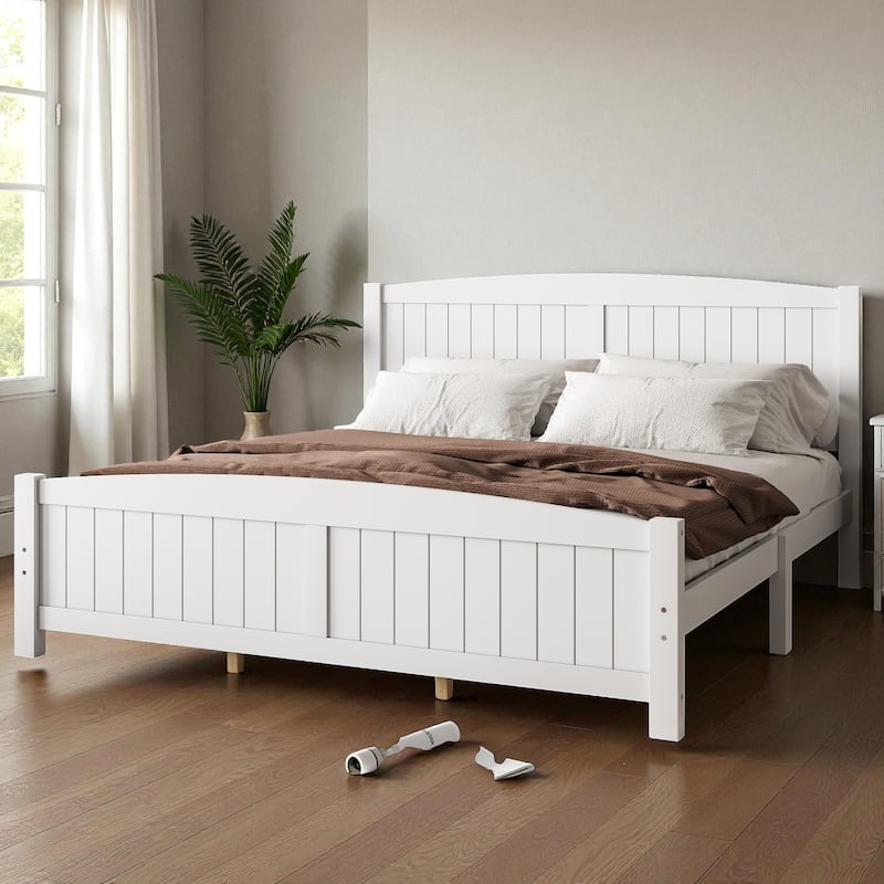 Solid Wood Platform Bed Frame with Support Slats, Strong Structure, No Box Spring Needed Modern Bedroom Furniture