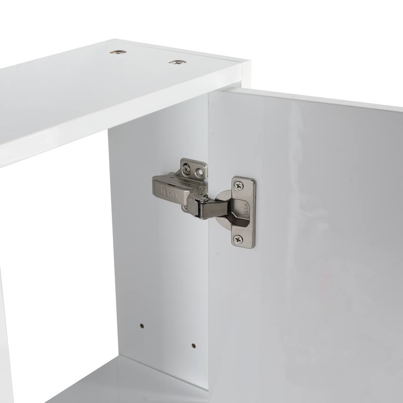 12" Bathroom Wall Cabinet, Soft Close Doors, Float Mounting Design,Glossy White