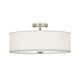 preview thumbnail 43 of 57, French Country Brass Round White Linen Drum Ceiling Light