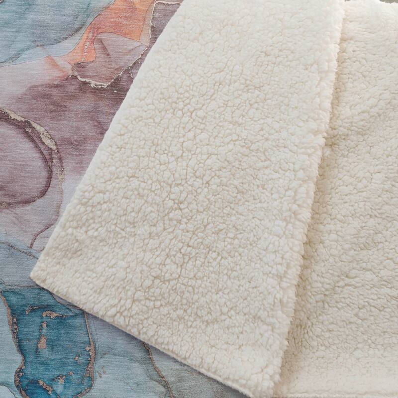 Premium Machine Washable Sherpa Abstract Contemporary Throw Blanket.