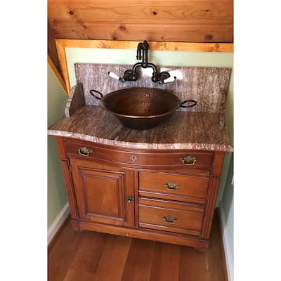 Round Hand Forged Old World Miners Pan Copper Vessel Sink (PVMPDB)