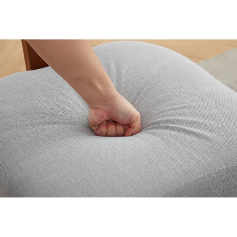 Linen Dining Chairs Set of 2, Armless Chairs with Curved Upholstered Backrest and Wooden Legs for Dining Room