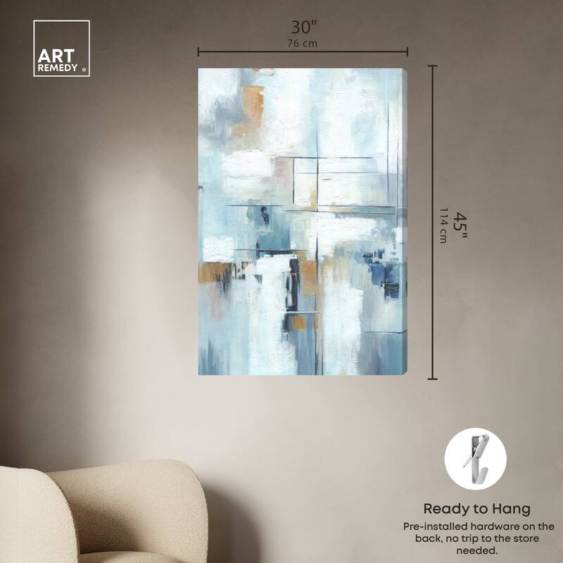 Art Remedy House Of Lines Ii Gallery Wrapped Blue Abstract 1 Piece Canvas Wall Art