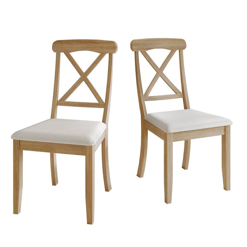 CraftPorch Farmhouse Style Wooden Dining Chairs (Set of 2) - N/A