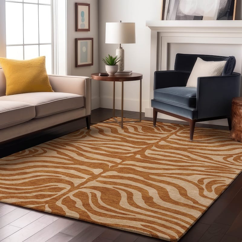 Premium Washable Super Soft Zebra Print Mayfield Rug - Paprika - 3' x 5'