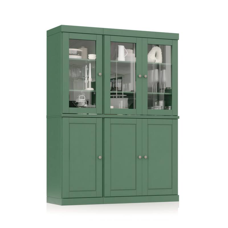 Palace Imports 100% Solid Wood Pantry China Cabinet, Raised Panel & Clear Glass Doors, 48.5" Wide, 71.5" Tall - 48.5" x 71.5"