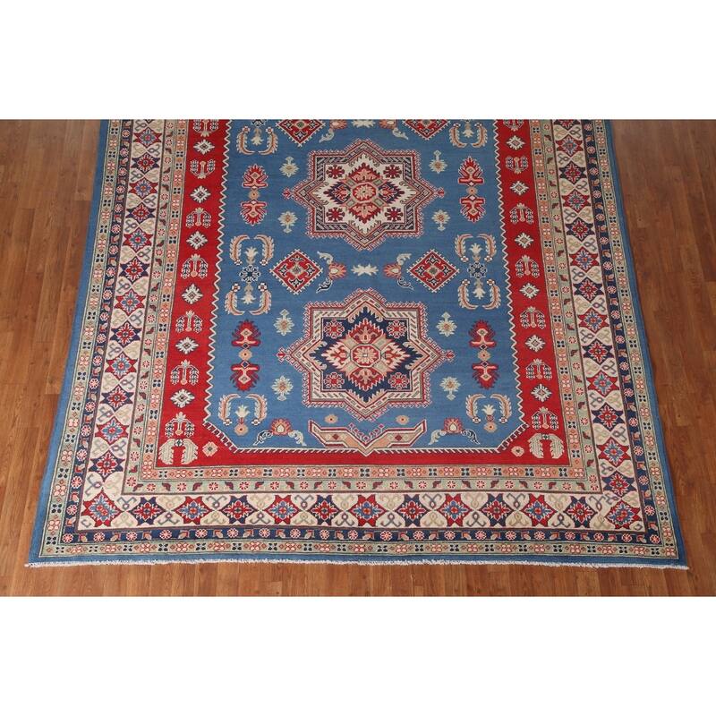 Blue Kazak Oriental Area Rug Wool Carpet - 8'2" x 11'9"