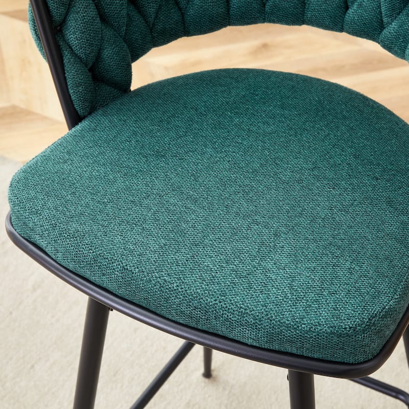 Roomfitters Swivel Bar Stools with Linen Cushions and Black Iron Frame, Set of 4, Teal