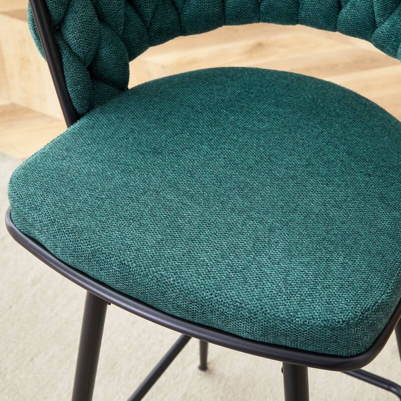 Set of 2 Swivel Bar Stools with Breathable Linen Cushions - Counter Height Stools for Kitchen Island, Dining or Pub