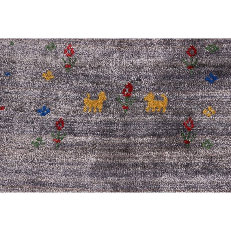 Gabbeh Indian Area Rug Handmade Silk Carpet - 7'10"x 9'9"