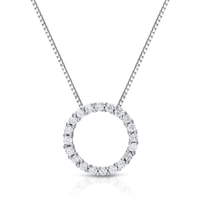 Auriya 0.15 to 1 1/2ctw Diamond Circle Necklace 14k White Gold (H-I, SI1-SI2)