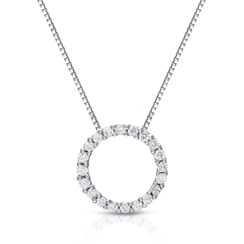 Auriya 0.15 to 1 1/2ctw Diamond Circle Necklace 14k White Gold (H-I, SI1-SI2)