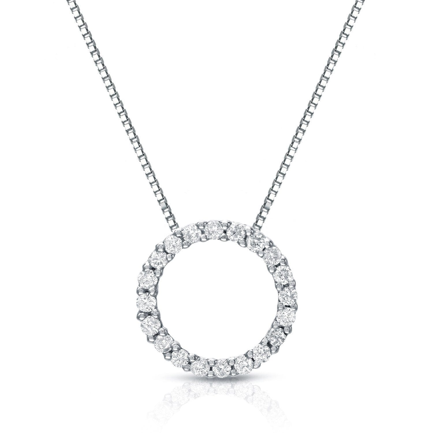 Auriya 0.15 to 1 1/2ctw Diamond Circle Necklace 14k White Gold (H-I, SI1-SI2)